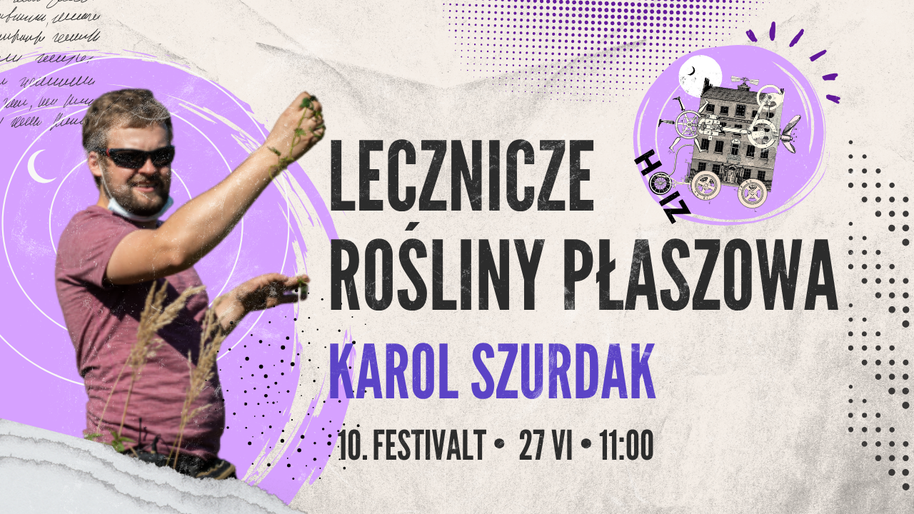 Grafika przedstawiająca spacer i warsztaty prowadzone przez Karola Szurdaka w trakcie 10. edycji FestivALTu.