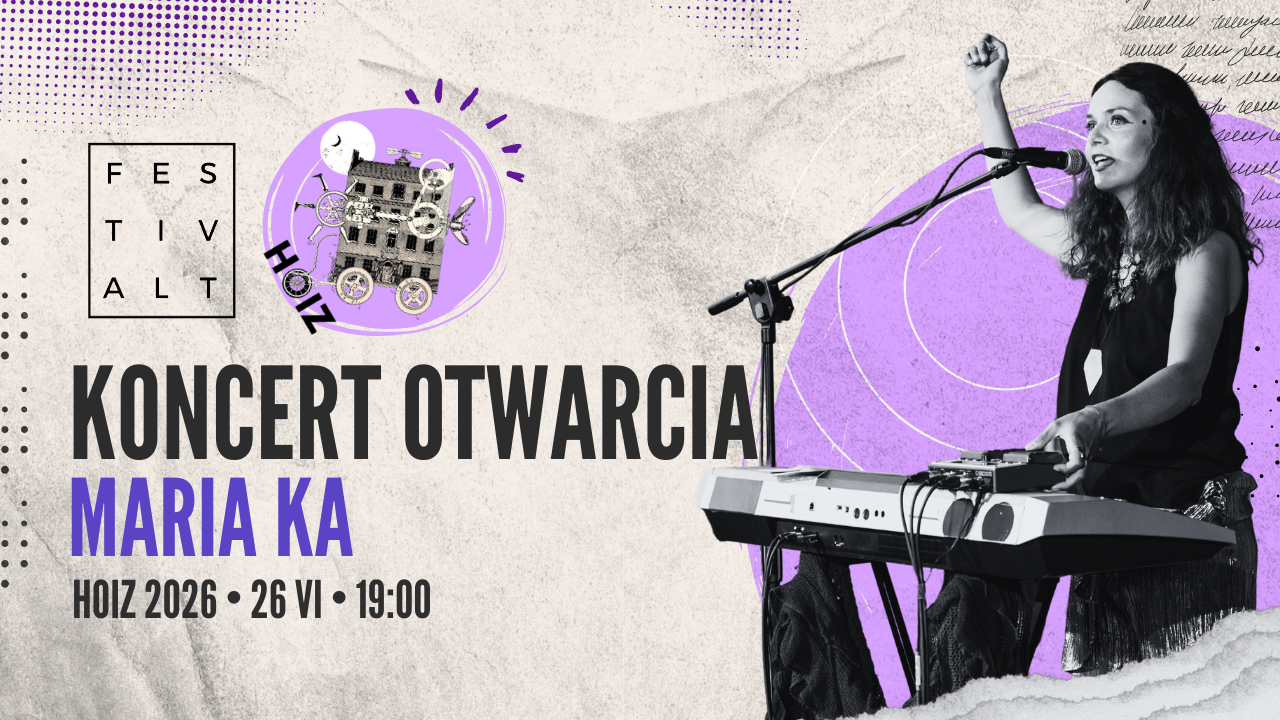 Grafika przedstawiająca koncert otwierający 10. edycję FestivALTu w wykonaniu Marii Ka.