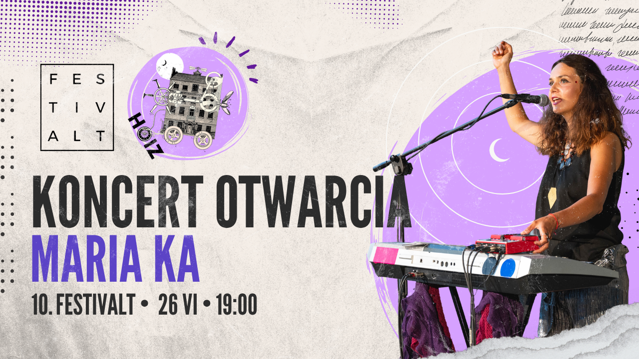 Grafika przedstawiająca koncert otwierający 10. edycję FestivALTu w wykonaniu Marii Ka.