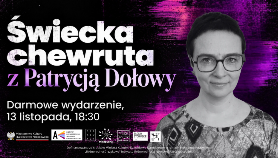 Grafika przedstawiająca zaproszenie na wydarzenie "Świecka chweruta", które odbędzie się 13.11.2026